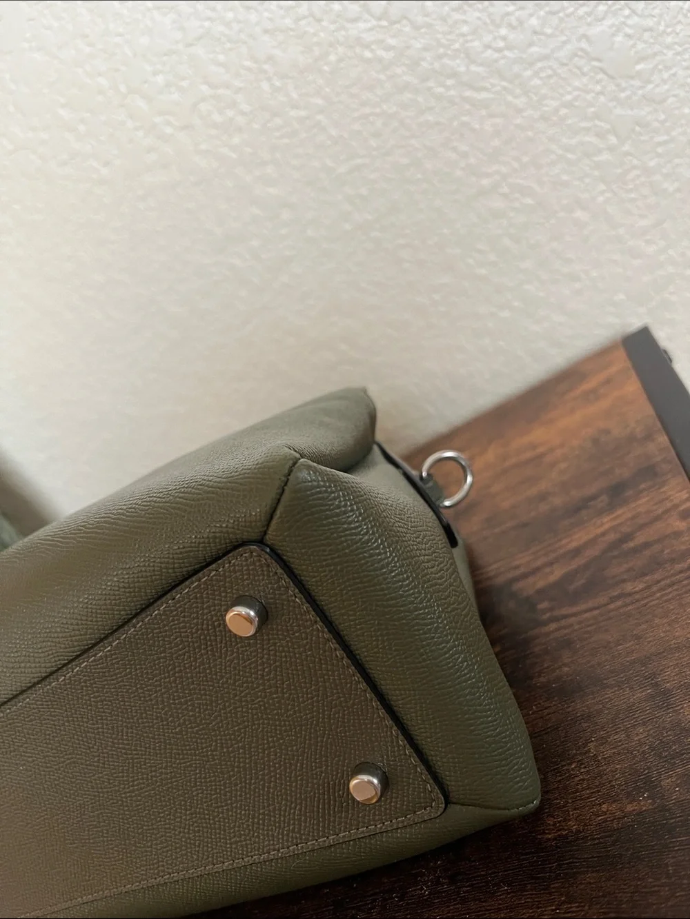 Coach 91146 Mini Lillie Carryall Bag Crossgrain Leather Crossbody Olive
